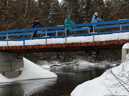 Petit pont qui enjambe la  rivière Bleue.